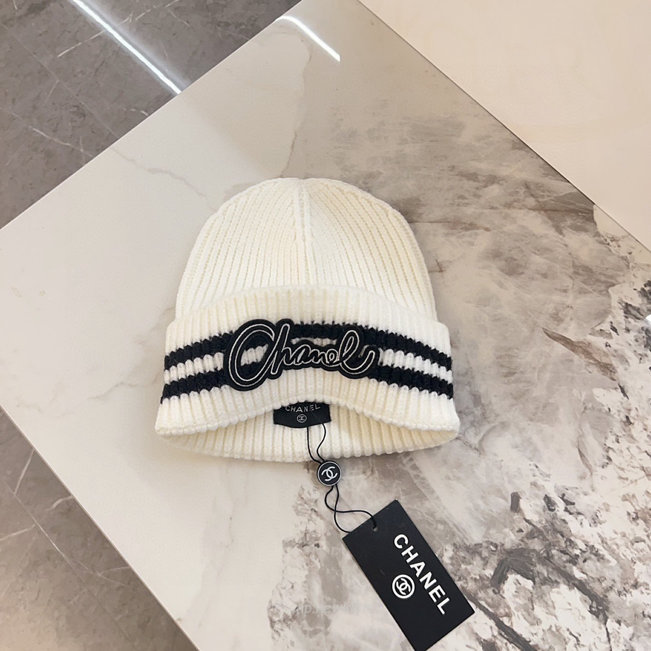 Chanel Knitted Cold Hat White Black Gray Brown (3) - newkick.org